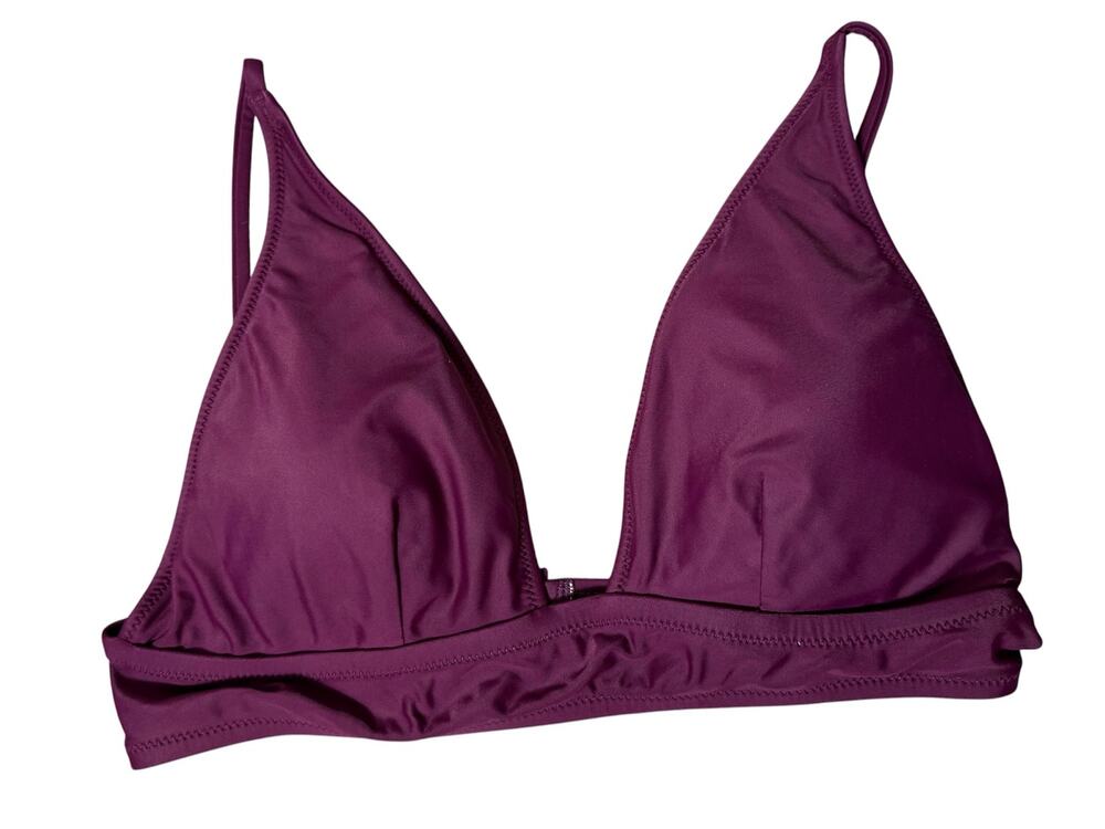 J. Crew Sz S Iris Plum Purple Plunge Bikini Top Minimalist Summer Beach Vacation